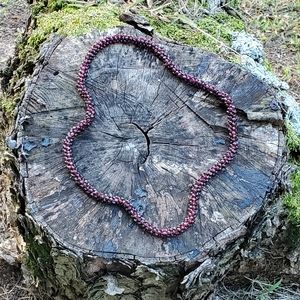 Continuous 24" Dark Red Wine Garnet Nugget Rope Necklace 97.2g